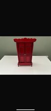 Dolls House Furniture 1/12 Dark Wood Red Wardrobe 