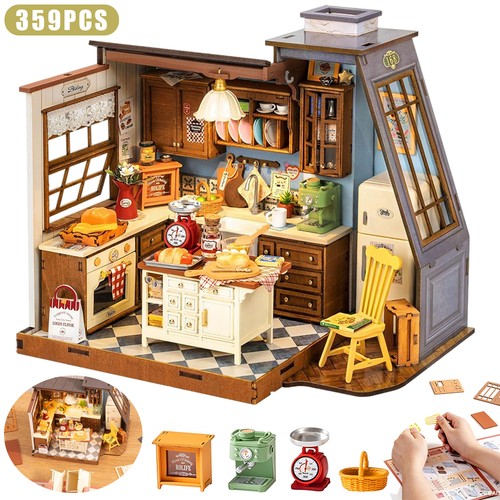 Wooden miniature dollhouse - wooden,
