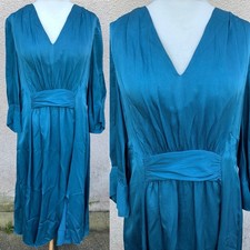 JIGSAW DESIGNER HAMMERED SILKY TEAL BLUE DRESS 16