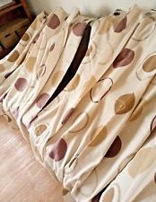 Eyelet curtains pair spotty polka dot lined ,width 62" each panel by 52" drop