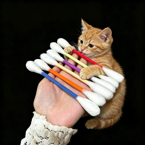 8pcs cotton swab - cat, toy