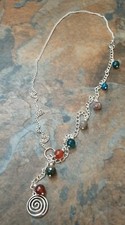 Celtic Spiral Necklace with Indian  Agate ~ Lagenlook Jewellery Gift