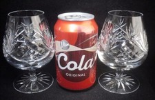 Pair of Edinburgh Crystal SUTHERLAND Balloon Brandy Glasses 4.5"h (signed)