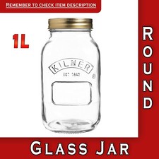 Kilner Round Glass Jar 1 Litre Screw Top Lid Preservation Kitchen Storage