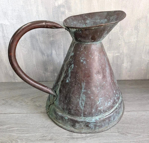 Antique copper jug harvesting - antique,