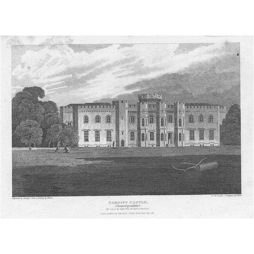 Cardiff castle antique print - castle,