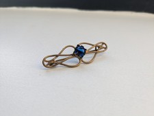 antique vintage colbalt blue brooch with gold setting