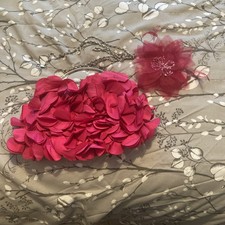 Pink Ruffle Wedding Clutch Bag And Fascinator Good Condition