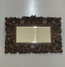 Antique Victorian Mirror Carved Oak Floral And Foliage C1880.