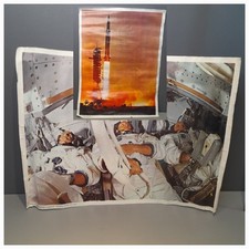 Vintage NASA Poster Bundle Apollo 8 Saturn V Rockwell 1968 Anders Lovell Borman