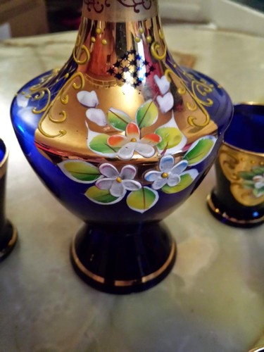 Bohemian glass decanter - decanter, set