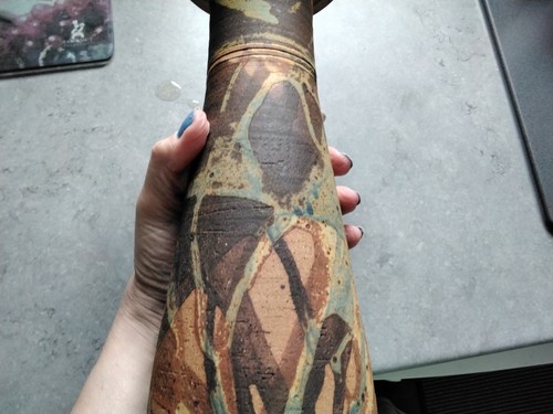 Earthenware pottery vase brown - earthenware, vase,brown