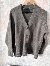 ZARA KNIT CARDIGAN IN GREY IN SIZE S BRAND NEW 100% WOOL