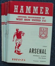 WEST HAM UNITED 1974/1975 Season - Complete set of home football programmes