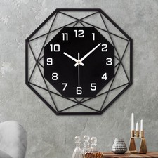 VIVILINEN 40CM Wall Clock 3D Metal Modern Wall Clock Slient Non-ticking Round