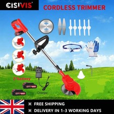 21V Cordless Strimmer Grass Trimmer Electric Tree Garden Edger Cutter 2 Battery.