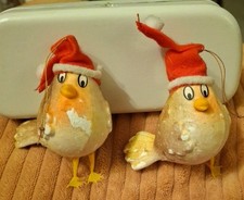 2 Vintage Robin Christmas Tree Decorations