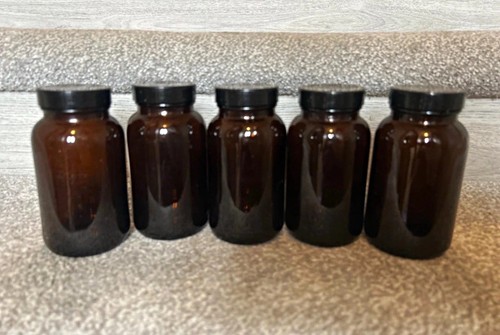 12cm amber brown - glass, jars