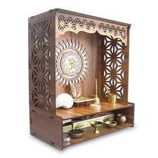 MDF Wooden Temple for Home and Office Puja Mandir  H- 18, L- 16, W-8.75