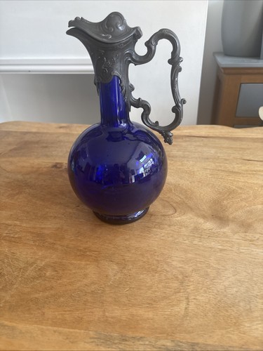Vintage blue glass decanter - vintage,