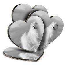 4x Heart MDF Coasters - BW -