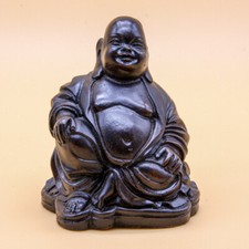 Vintage Carved Hard Stone Sitting Laughing Buddha Statue Figurine 9.5cm