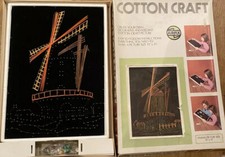 Vintage cotton & pin picture Windmill Kit Cotton Nails Craft Part Worked