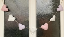 Fabric Shabby Chic Heart Padded Garland/Bunting( Pink/ Purple/white/pastel)