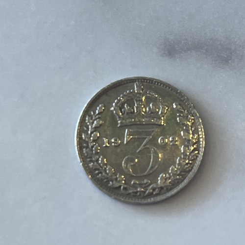 Silver three pence 1902 - 92.5%,