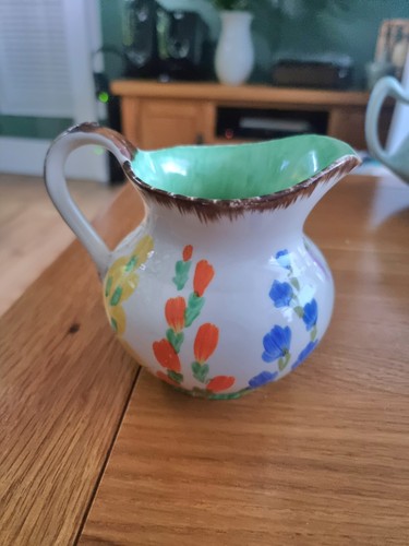 Handpainted pottery jug art - handpainted,