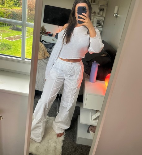Zara white parachute - white, trousers