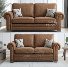 Verona Leather Suede Sofa Set