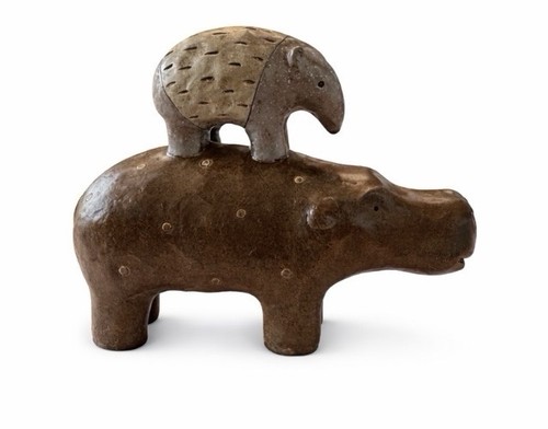 Rustic animal ornament hippo - rustic,