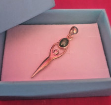 Silver moon goddess pendant holding a green malachite stone 925 silver boxed