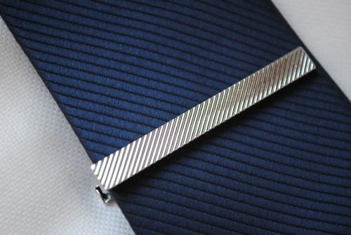 Silver diagonal ridged tie - silver,