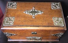 Edwardian Oak Fold Out Letter Box with Brass Mounts