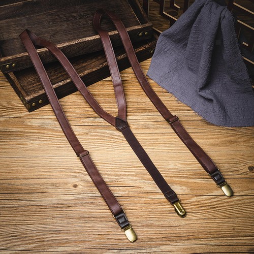 Leather suspenders - leather,