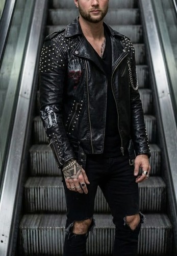 Real leather studded - real, biker