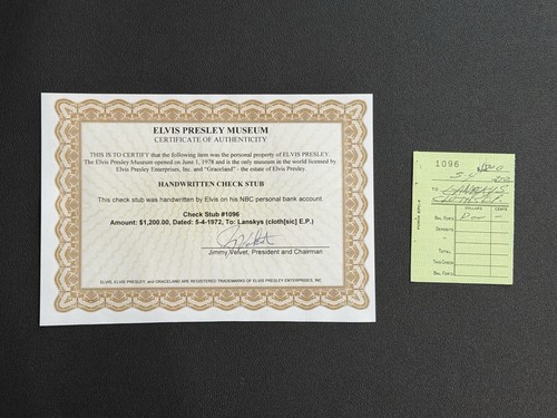 Elvis owned check stub - check, 1972