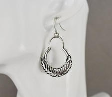 Silver hollow hoop dangle