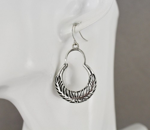 Silver hollow hoop - , dangle