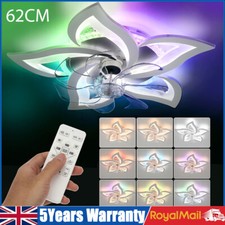 62CM LED Ceiling Fan Light 72W Dimmable Chandelier 6 Speed With Remote Control