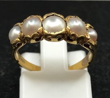 Antique 18ct gold pearl ring