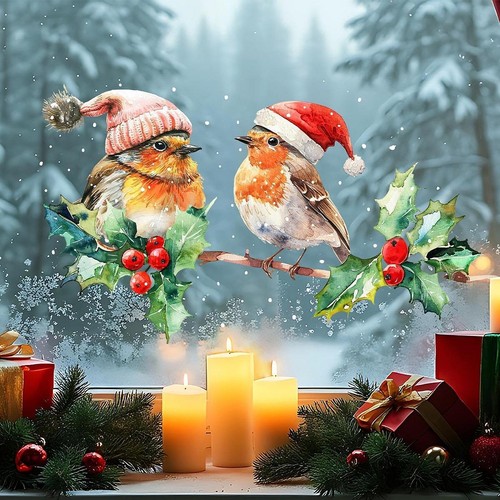 Christmas birds window cling - birds,