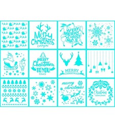 Christmas Cake Decorating Stencils Mold Plastic Templates Spray Floral Baking