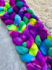 Hand Dyed South Down Combed Wool Top Roving 100g Potion