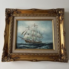 Rupert HYDAN Ship At Sea Signed Original Oil Painting Framed 20th Century Art 