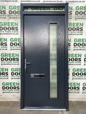 FRONT DOOR WITH TOPLIGHT WOODGRAIN COMPOSITE ANTHRACITE GREY EXTERNAL EXTERIOR