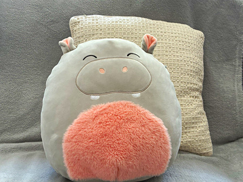 Grey hippo plush velvety - 12”,