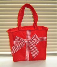 Retro 80's Christmas Red Felt Ribbon Gift Tote Bag